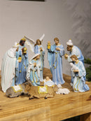 Presépio em Resina Azul • 11 Peças • 30cm