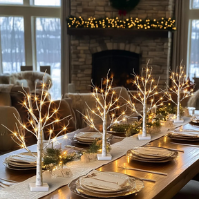 Conjunto de 4 Árvores de Natal Elegantes com 24 LEDs de 60 cm – Ideal para Decoração de Festas e Eventos