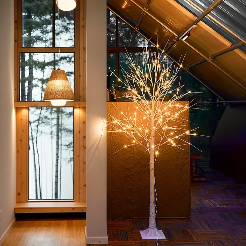 Árvore de Natal LED com Ramos de Bétula Brancos Luminosos