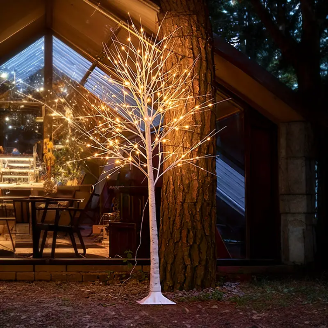 rio Elegante de Árvores de Bétula Iluminadas – Luzes LED 3 em 1.