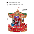 Decoração Natal Carrossel Animado Musical Giratório - Vermelho