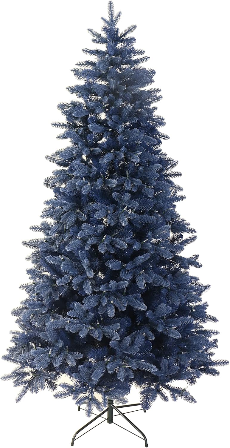 Árvore de Natal Azul Royal com Micro LEDs — Galhos Articulados e Design Moderno