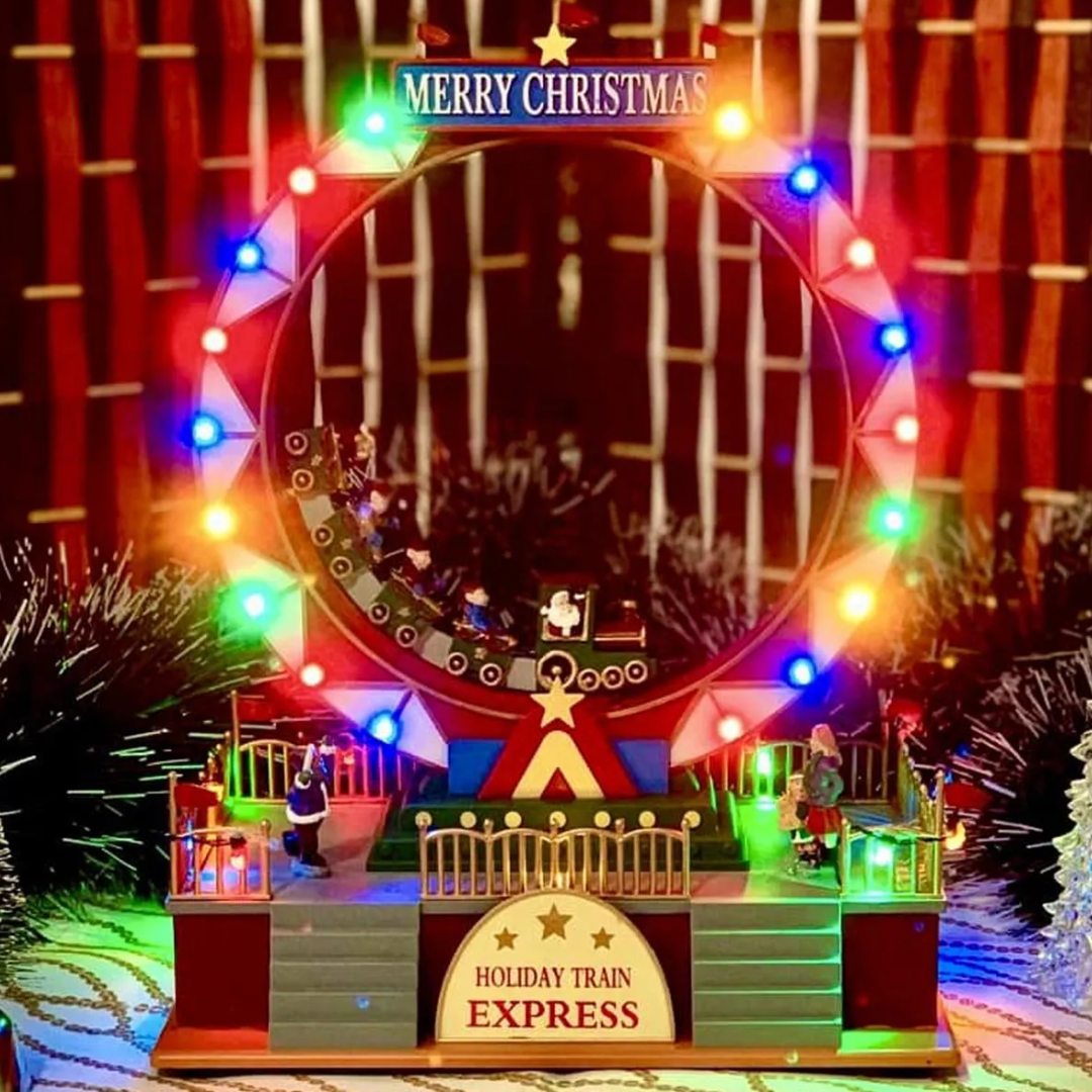 Enfeite Roda Gigante Natalino Natal Papai Noel Led Musical