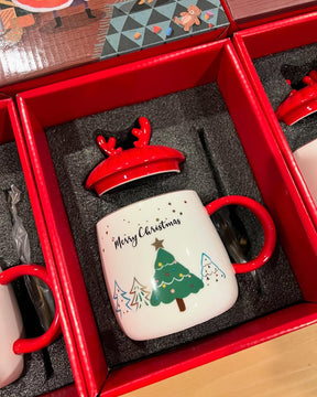 Caneca Natalina com Tampa de Rena - Pronta para Presente!