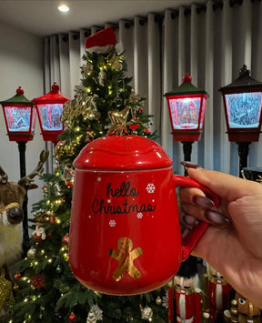 Caneca Natalina com Tampa - Design Festivo