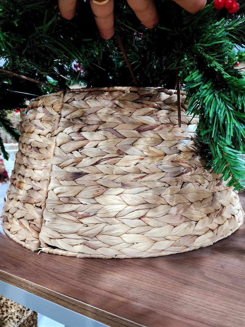 Saia Rígida Trançada Natural 60cm para Árvore de Natal – Pré-Venda 2025