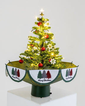 Árvore de Natal Mini com Base de Guarda-Chuva com Neve, Música 65x75