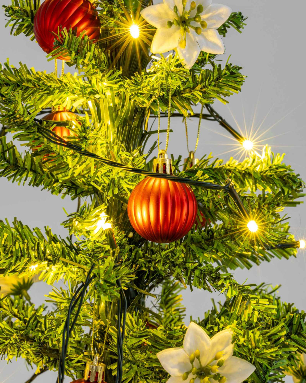 Árvore de Natal Mini com Base de Guarda-Chuva com Neve, Música 65x75