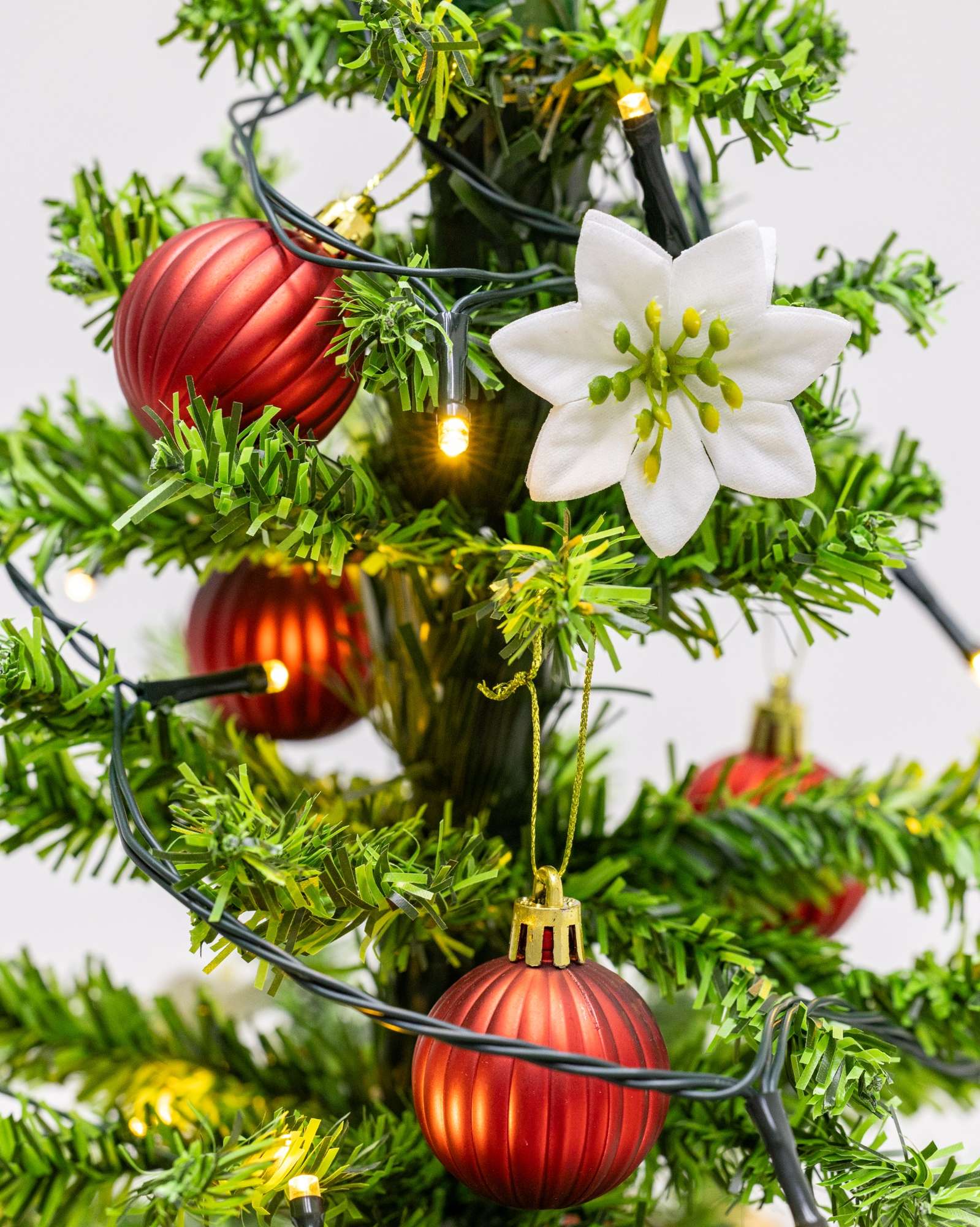 Árvore de Natal Mini com Base de Guarda-Chuva com Neve, Música 65x75