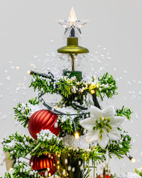 Árvore de Natal Mini com Base de Guarda-Chuva com Neve, Música 65x75