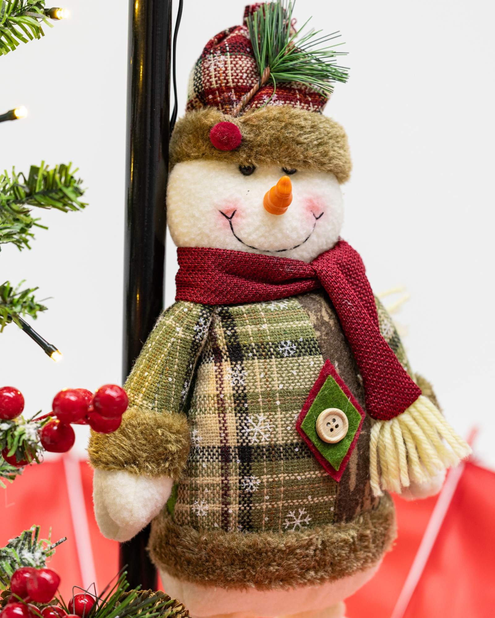 Árvore de Natal Mini Boneco de Neve com Base de Guarda-Chuva com Neve 65 x75