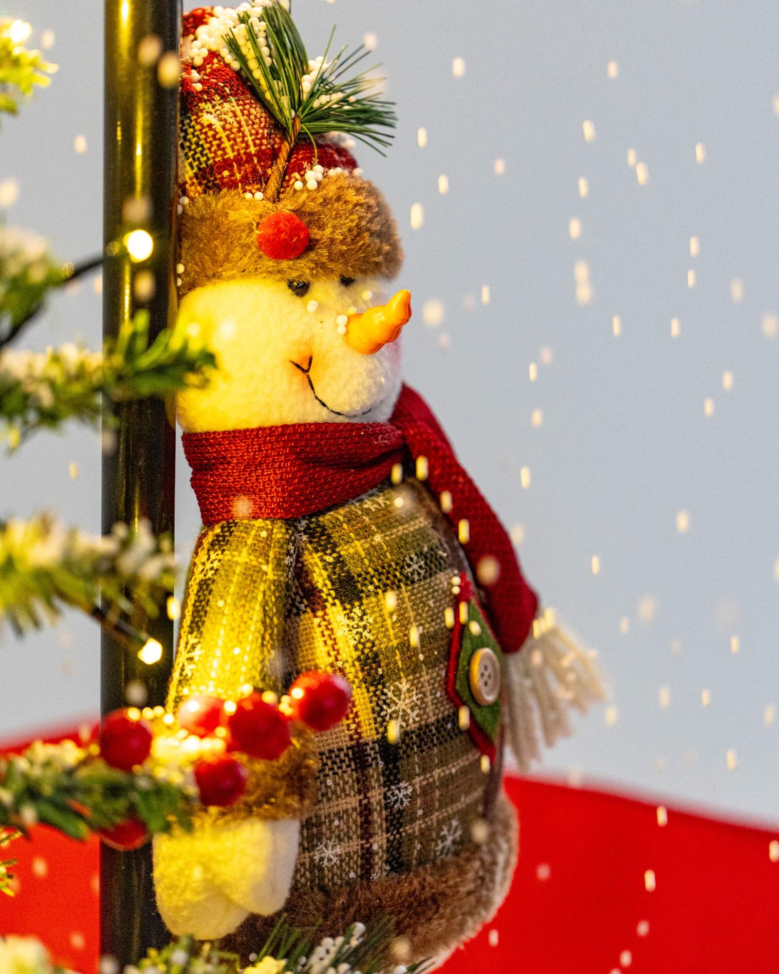 Árvore de Natal Mini Boneco de Neve com Base de Guarda-Chuva com Neve 65 x75