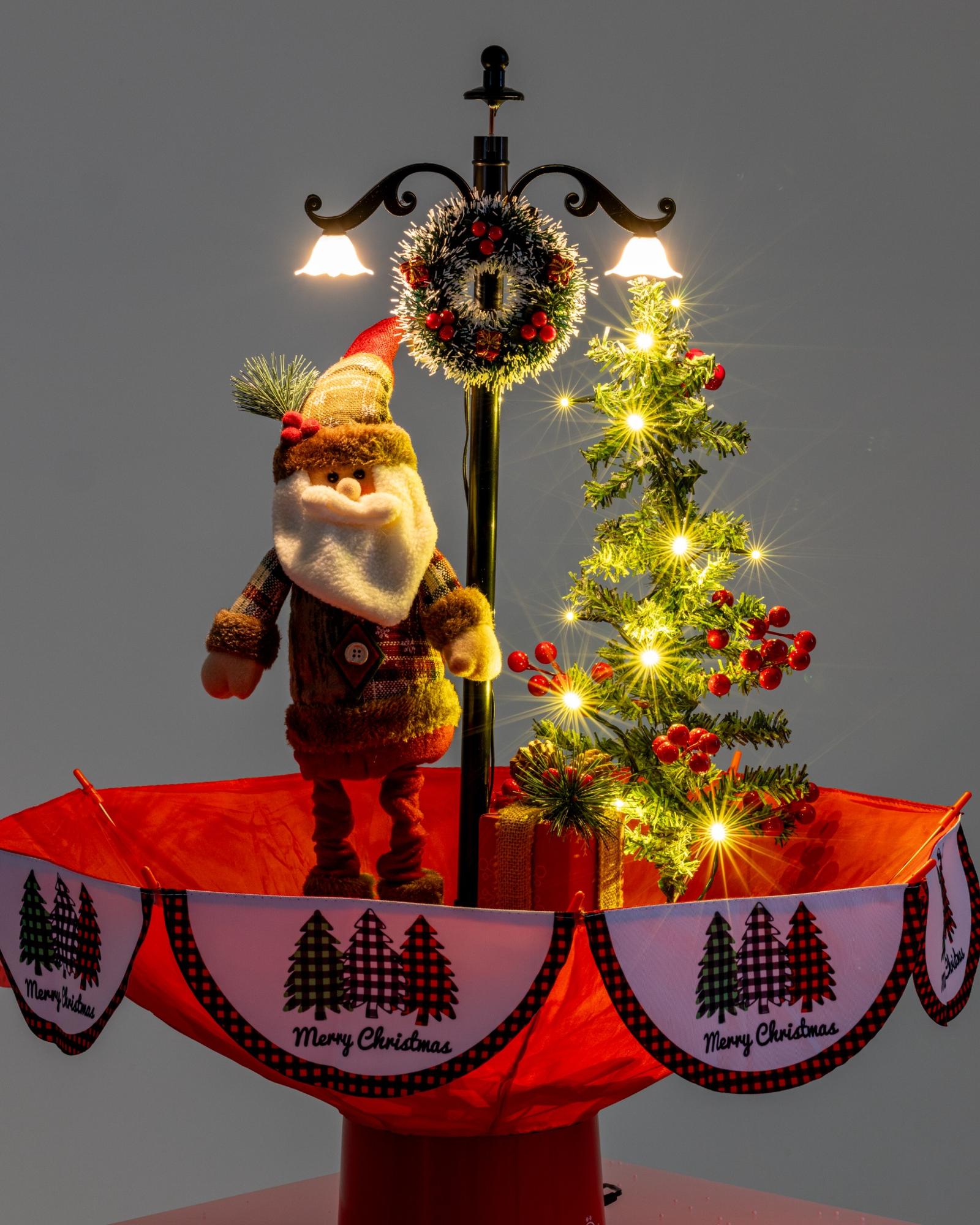 Árvore de Natal Mine com Papai Noel, Base de Guarda-Chuva com Neve 65 x75