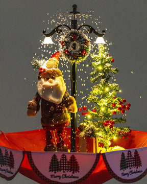 Árvore de Natal Mine com Papai Noel, Base de Guarda-Chuva com Neve 65 x75